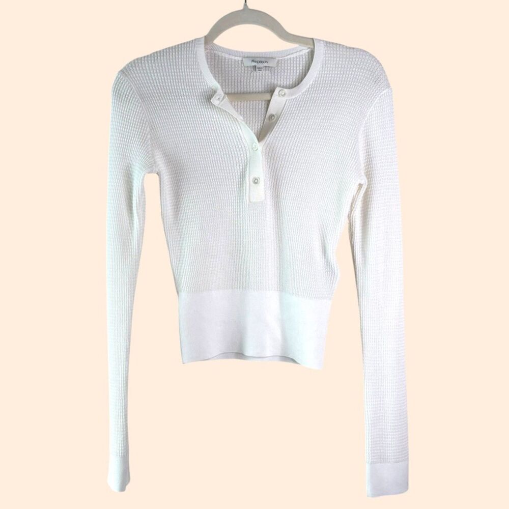 JW Anderson Waffle Henley Long Sleeve Top